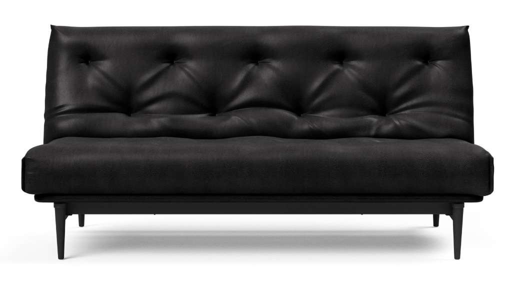 Colpus bäddsoffa, klädd i tyg 550 Faunal Black, som soffa