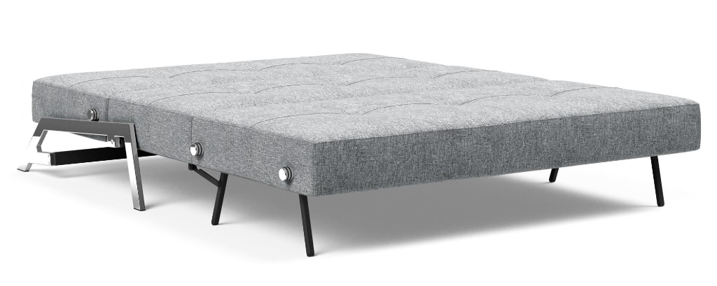 Cubed 160 Chrome bäddsoffa, klädd i tyg 565 Twist Granite, som säng