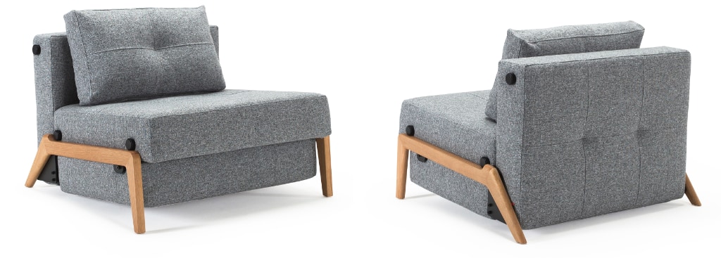 Cubed 90 Wood bäddfåtölj, klädd i tyg 565 Twist Granite, som fåtölj