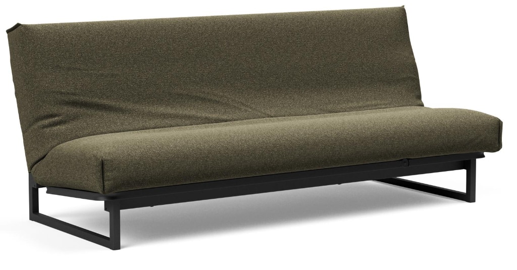 Fraction 120 bäddsoffa, klädd i tyg 535 Bouclé Forest Green, som soffa