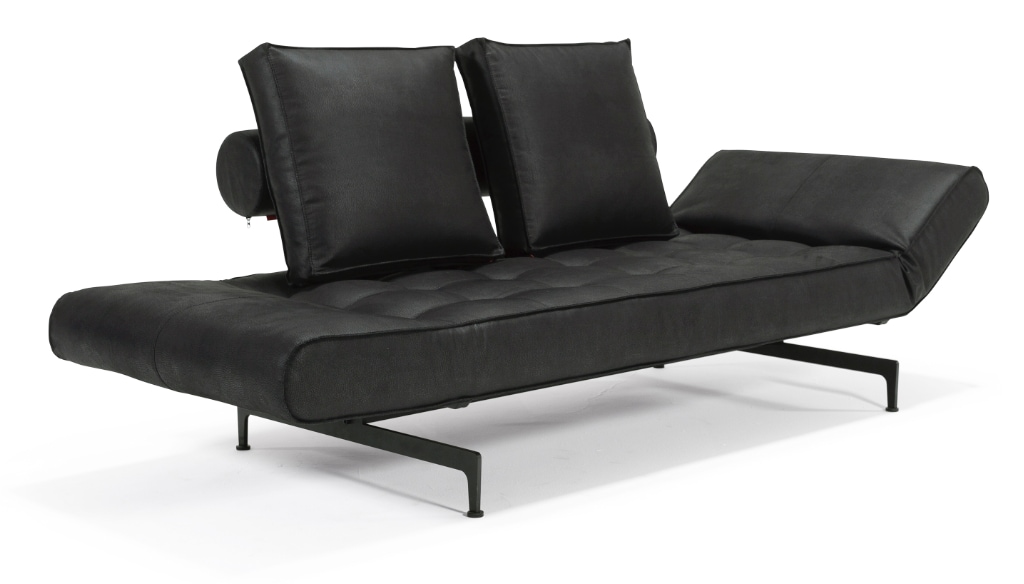 Ghia Laser dagbädd, klädd i tyg 550 Faunal Black, med höjd huvudände