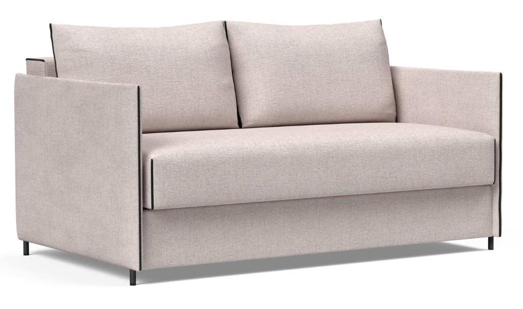 Luoma bäddsoffa, klädd i tyg 300 Weda Sand, som soffa