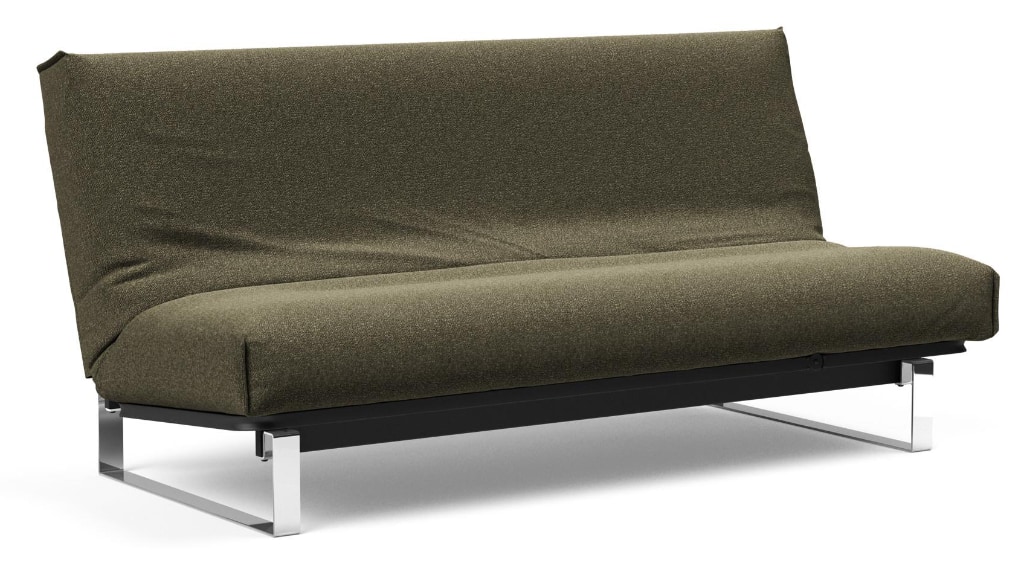 Minimum bäddsoffa, klädd i tyg 535 Bouclé Forest Green, som soffa