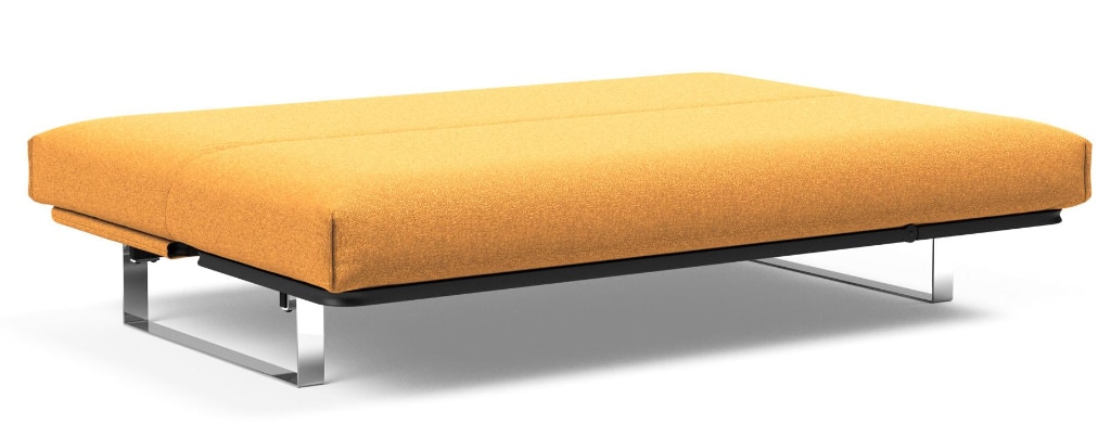 Minimum bäddsoffa, klädd i tyg 536 Bouclé Ochre, som säng