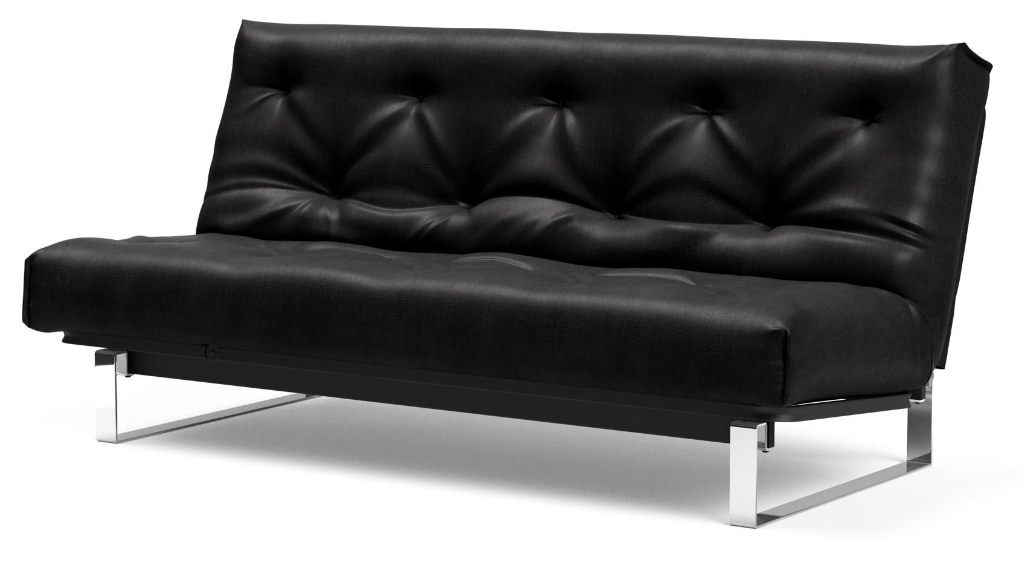 Minimum bäddsoffa, klädd i tyg 550 Faunal Black, som soffa