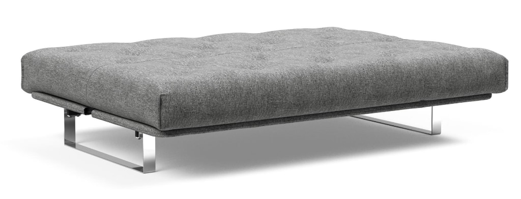 Minimum bäddsoffa, klädd i tyg 563 Twist Charcoal, som säng