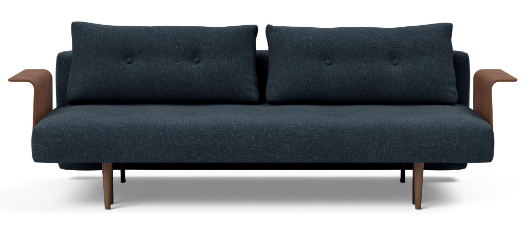 Recast bäddsoffa med armstöd, klädd i tyg 515 Nist Blue, som soffa