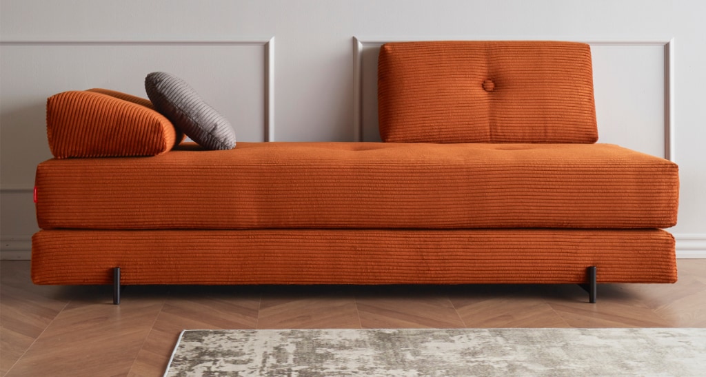 Sigmund dagbädd, klädd i tyg 595 Corduroy Burnt Orange