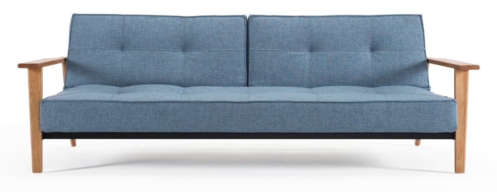Splitback Frej bäddsoffa, klädd i tyg 525 Mixed Dance Light Blue, som soffa