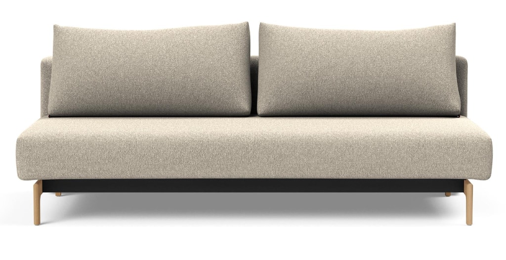 Trym bäddsoffa, klädd i tyg 539 Bouclé Beige, som soffa