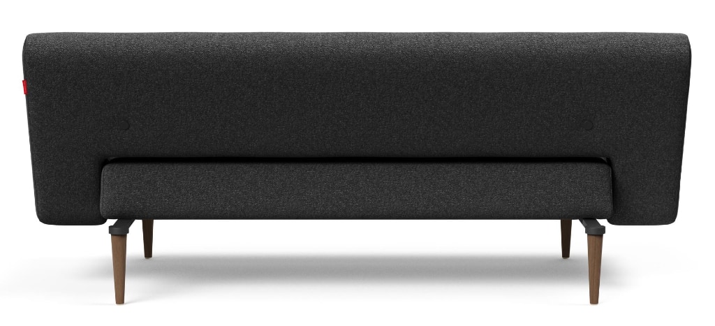 Unfurl bäddsoffa, klädd i tyg 529 Bouclé Charcoal, som soffa sedd bakifrån